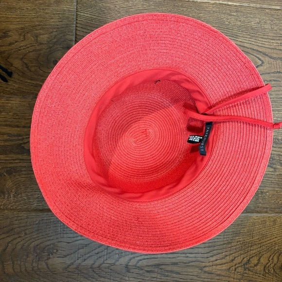 PARKHURST 100% Paper Brimmed Black Band with  Bow Red Hat - Picture 8 of 8